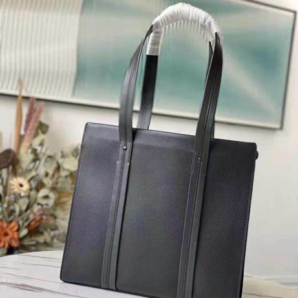 Sleek Black Structured Tote Bag